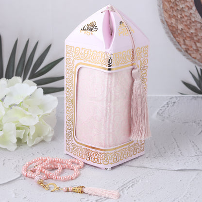 Iman Store - Rose Pink Islamic Lantern shape Prayer Mat Gift Box | Islamic Gift | Eid Gift | Ramadan Favors