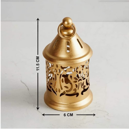 Moroccon Lamp - Round Metal Hanging Tea Candle Lantern (Golden)